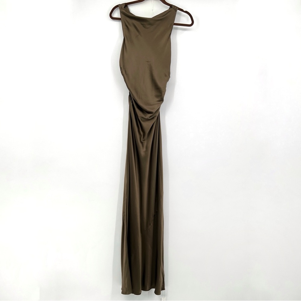 Reformation Elegant Satin Evening Gown Anaiis Silk Dress Morel NWT size 8 New - Picture 5 of 13